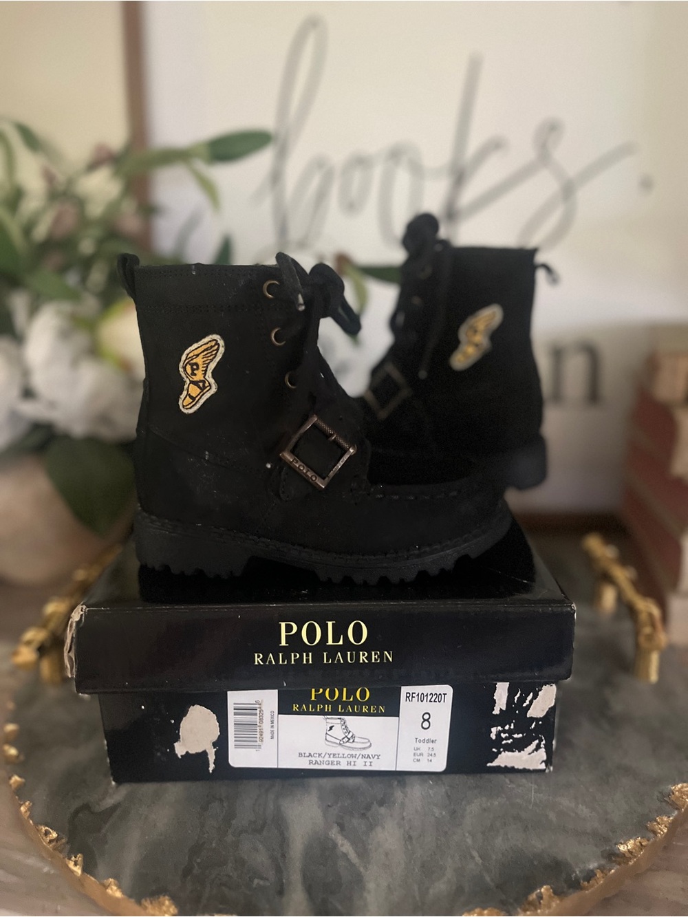 NIB Polo Ralph Lauren Ranger Hi II Boots Suede Leather Boys Toddler Size 8 Black